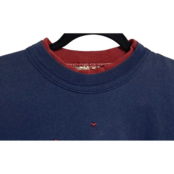 Vintage Cat Embroidered Crewneck Sweatshirt Oversized Baggy Womens M L - Picture 4 of 8